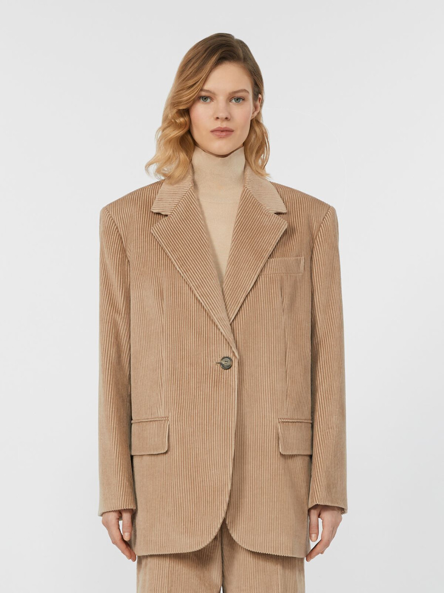 blazer en velours à simple boutonnage - sable