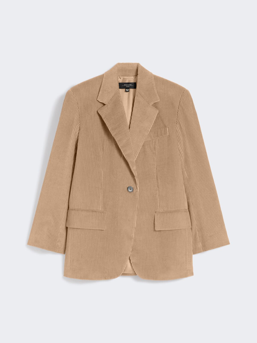 blazer en velours à simple boutonnage - sable