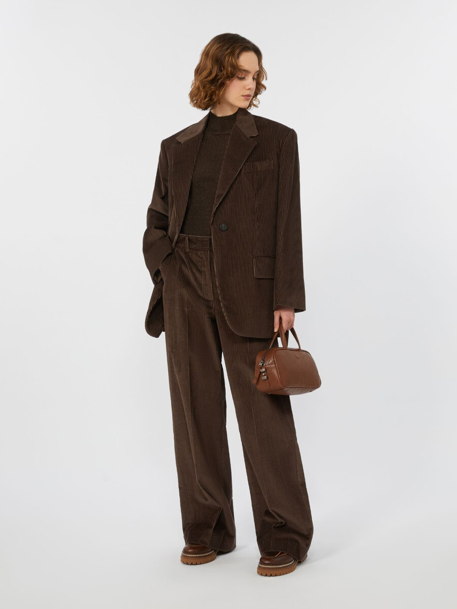 blazer en velours à simple boutonnage - chocolat