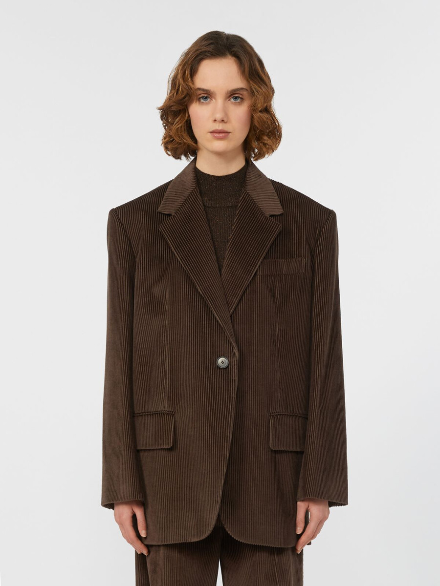 blazer en velours à simple boutonnage - chocolat