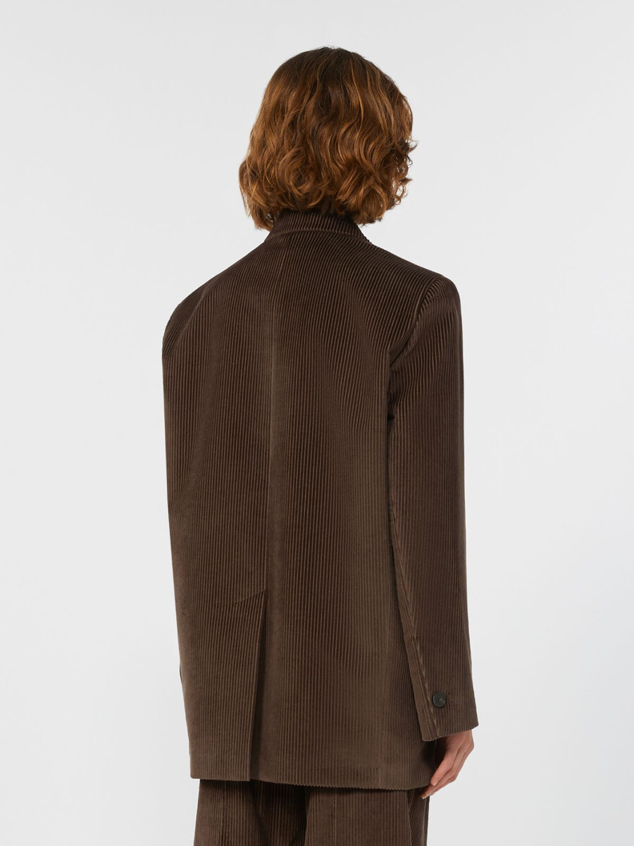 blazer en velours à simple boutonnage - chocolat