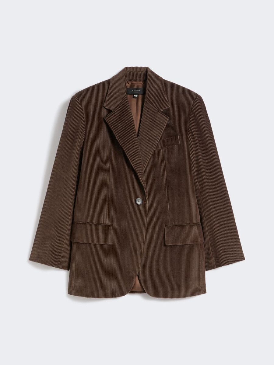 blazer en velours à simple boutonnage - chocolat