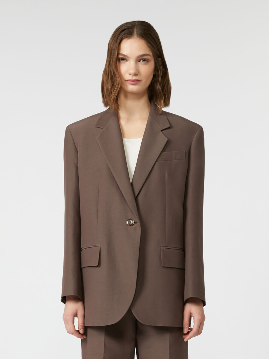blazer oversize en mélange de coton - chocolat