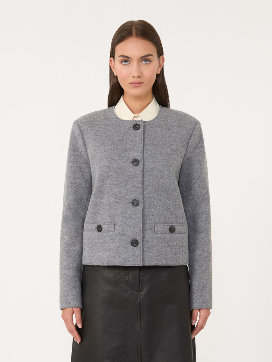 veste en jersey de laine bouillie - gris moyen