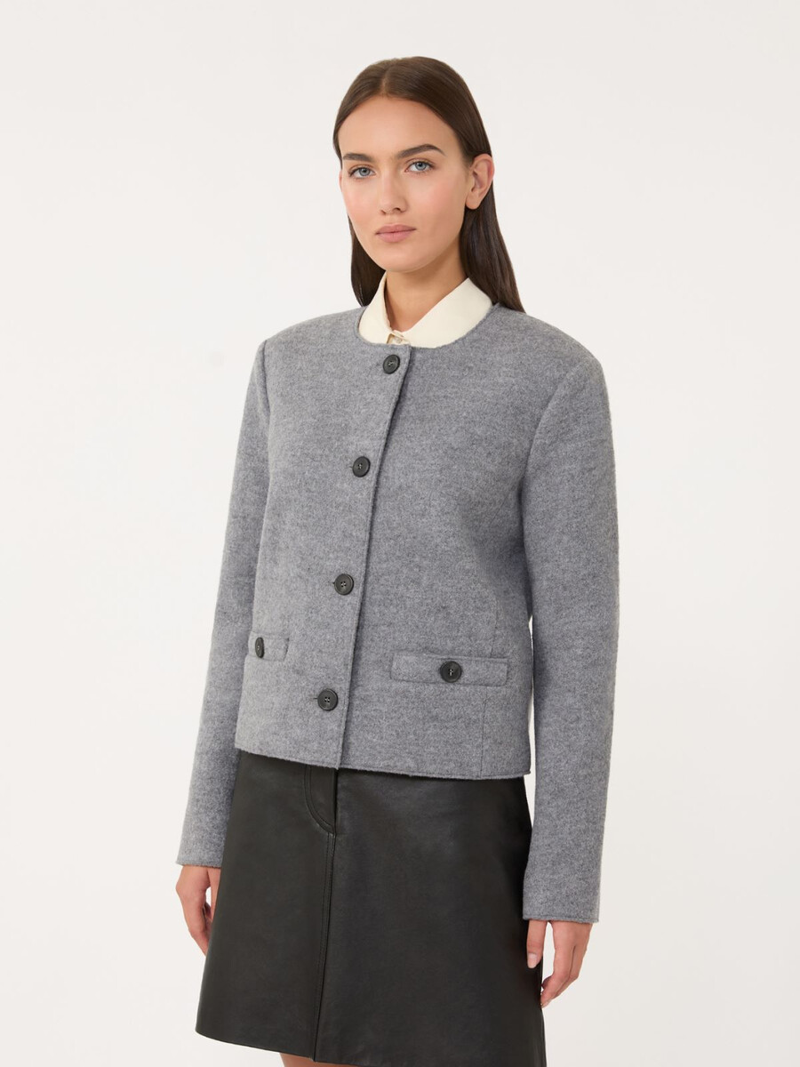 veste en jersey de laine bouillie - gris moyen