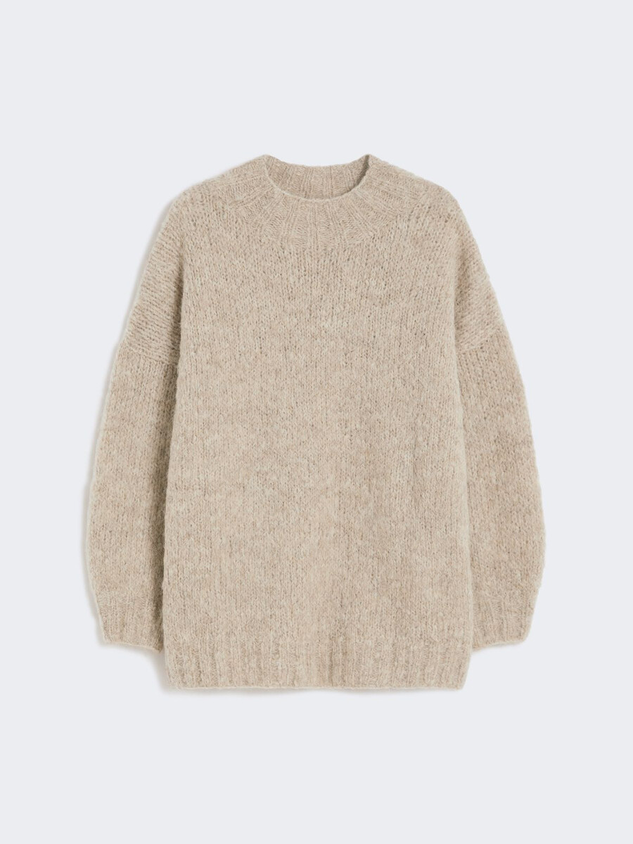 col roulé en alpaga - beige