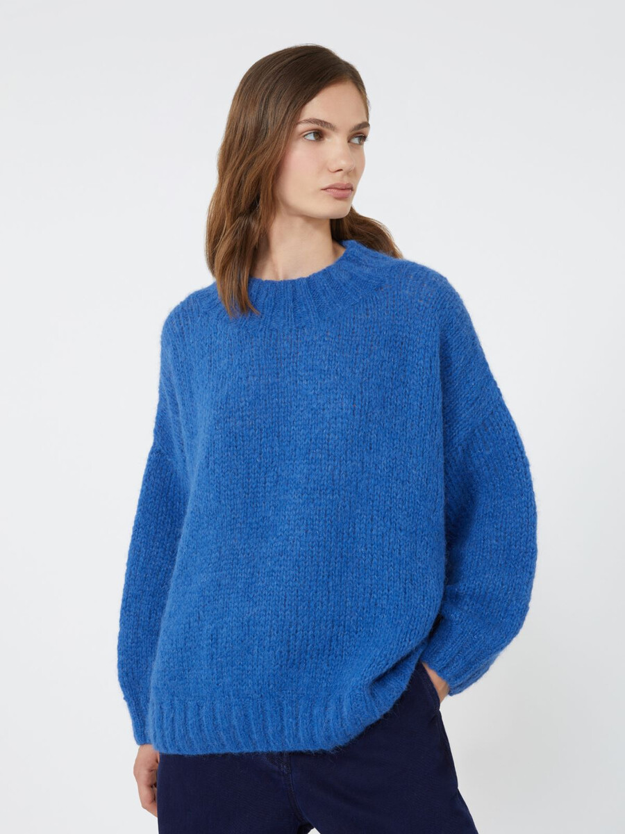 col roulé en alpaga - bleu clair