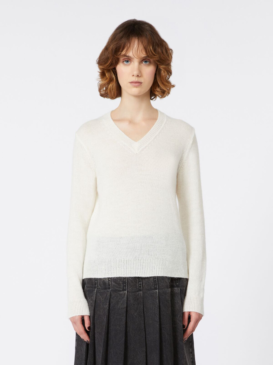pull en maille mohair - blanc