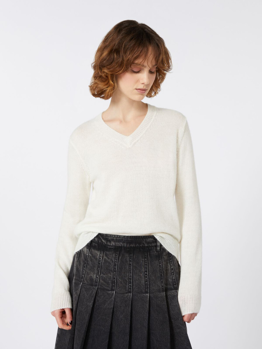 pull en maille mohair - blanc
