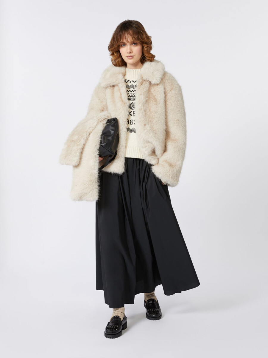 pull en jacquard de laine et dalpaga - blanc