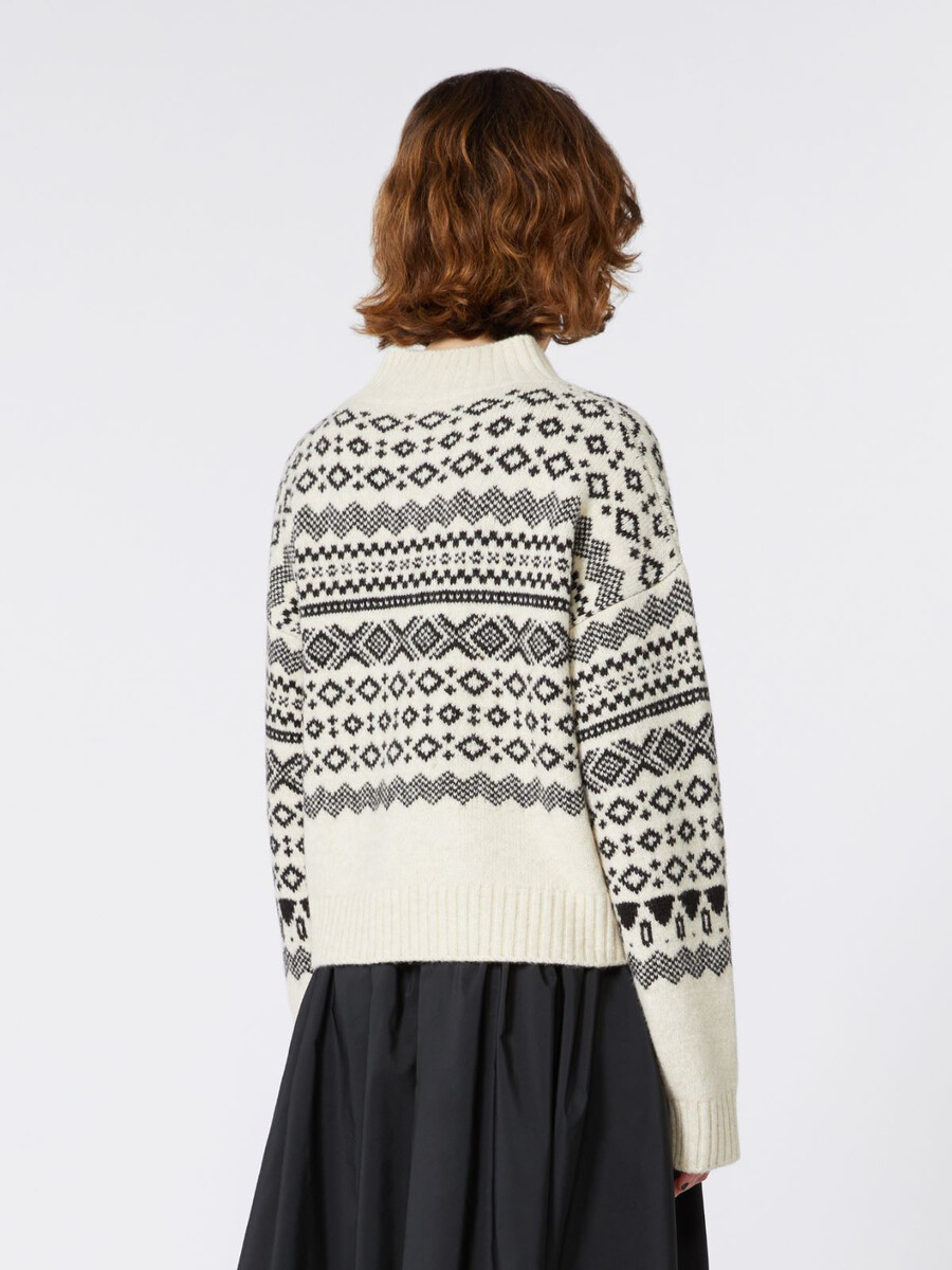 pull en jacquard de laine et dalpaga - blanc