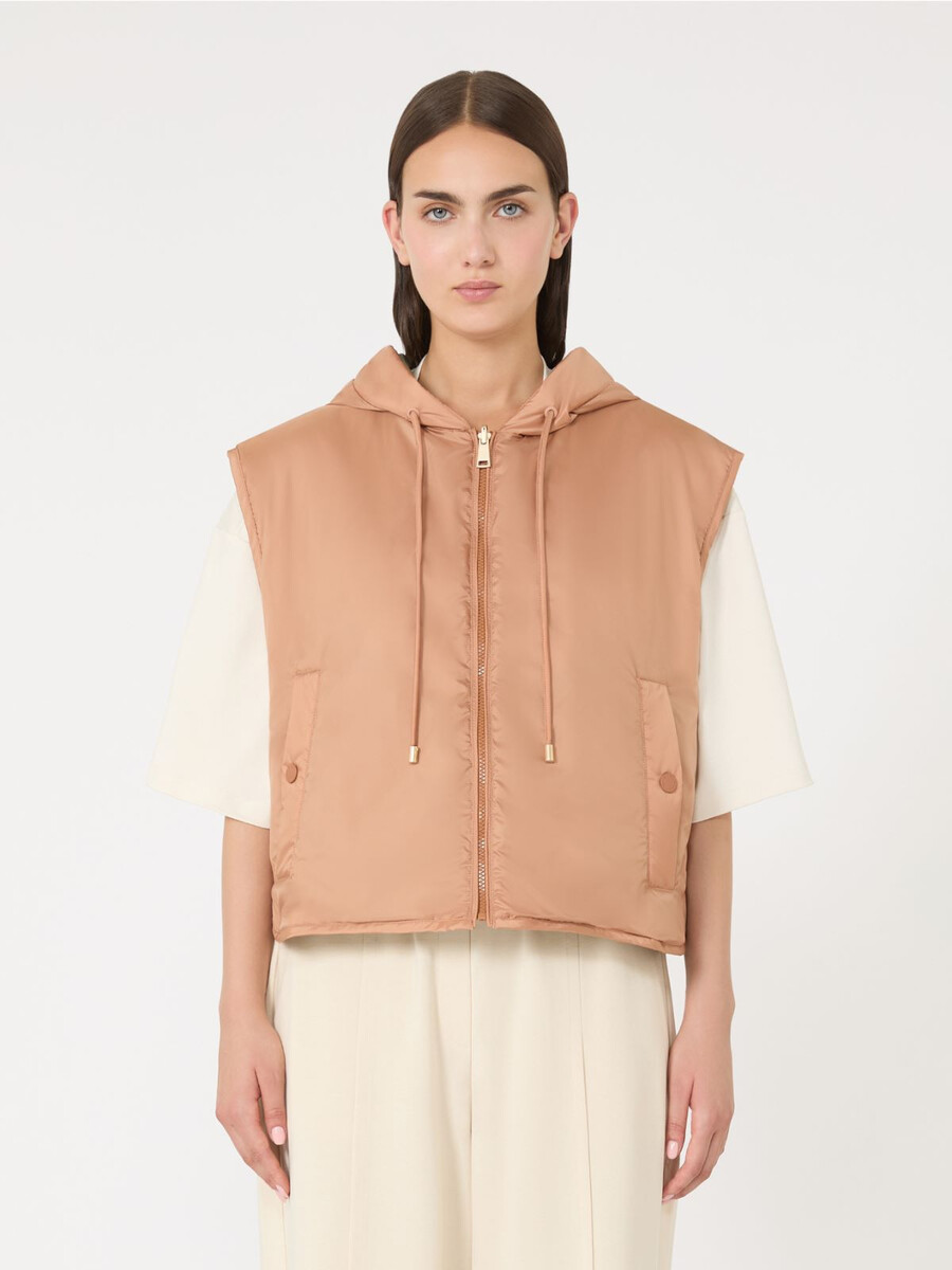 gilet réversible en toile déperlante - caramel