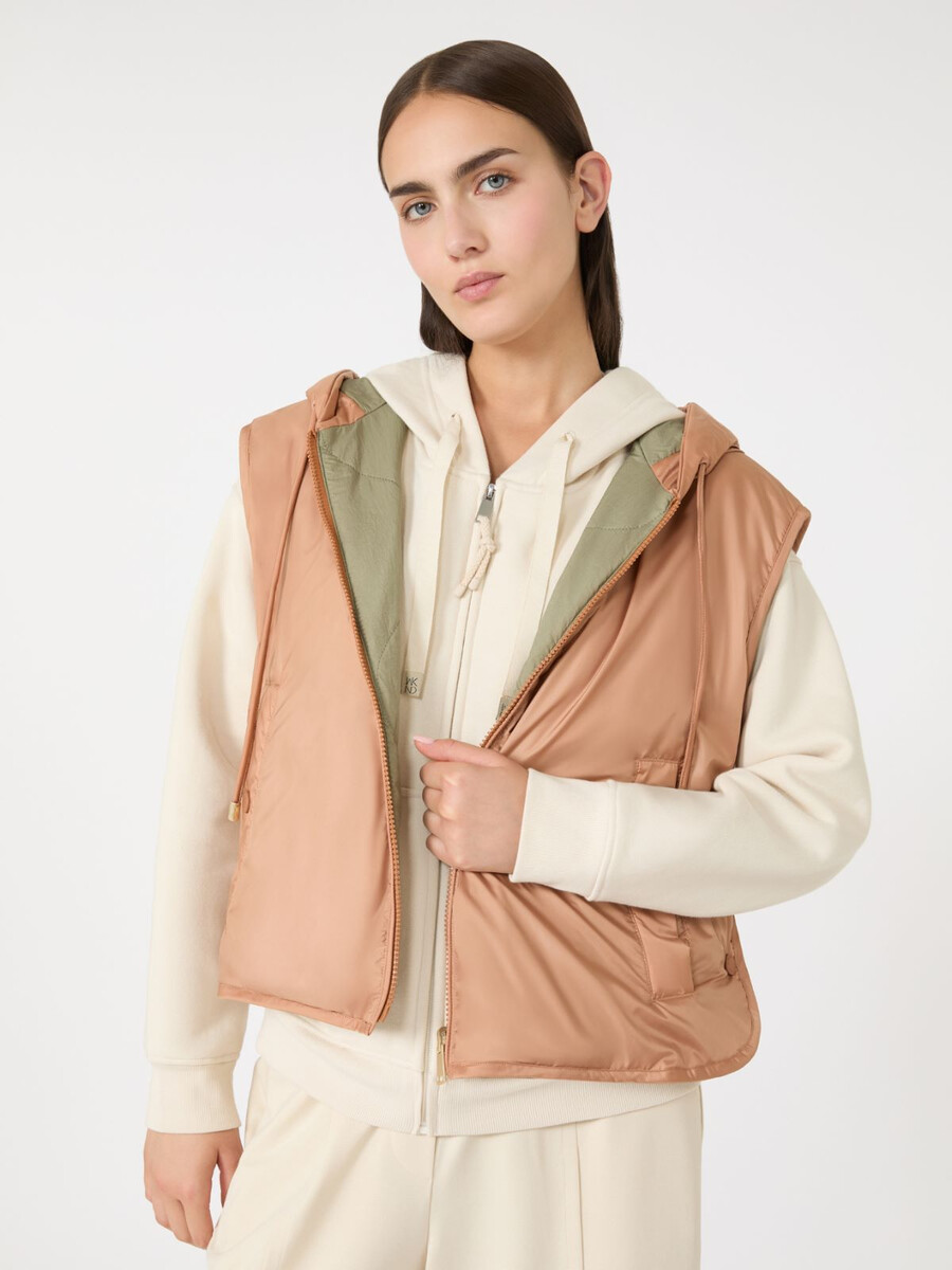 gilet réversible en toile déperlante - caramel