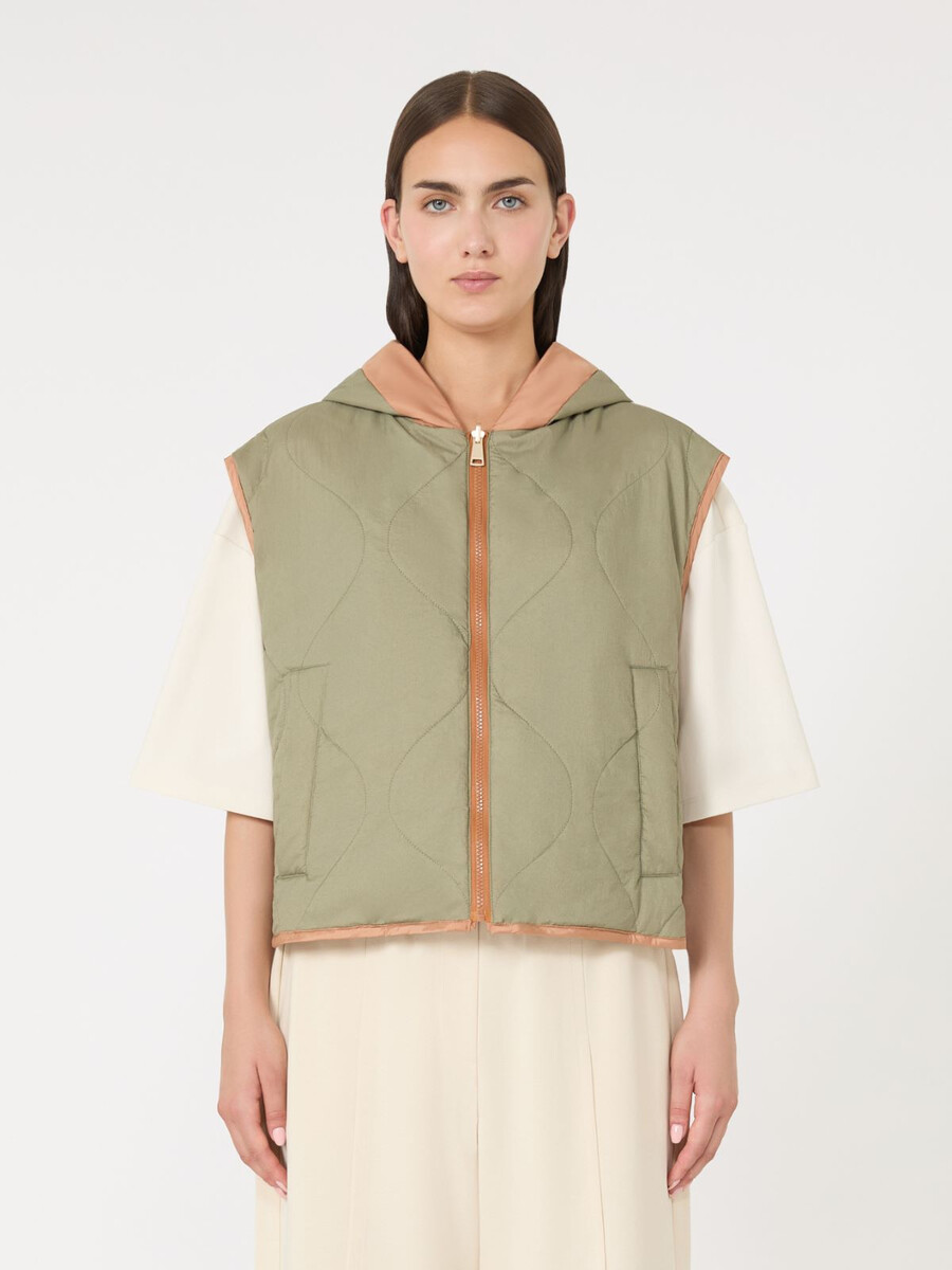 gilet réversible en toile déperlante - caramel