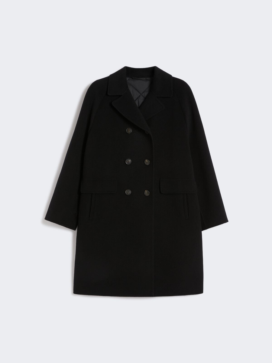 manteau drapé en laine double - noir