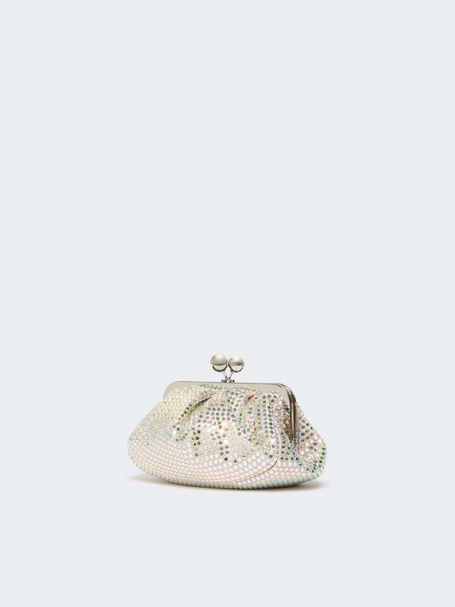 petit sac à pasticcino en satin orné de strass - rose antique