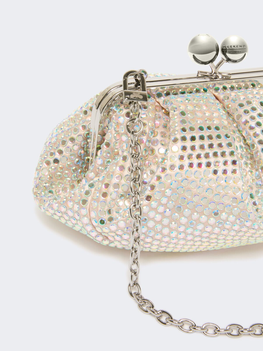 petit sac à pasticcino en satin orné de strass - rose antique
