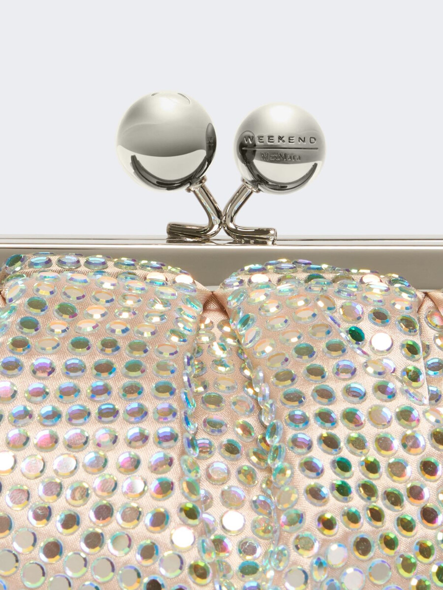 petit sac à pasticcino en satin orné de strass - rose antique