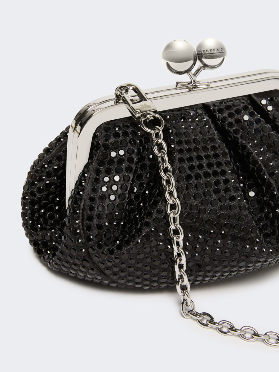 petit sac à pasticcino en satin orné de strass - gris foncÉ