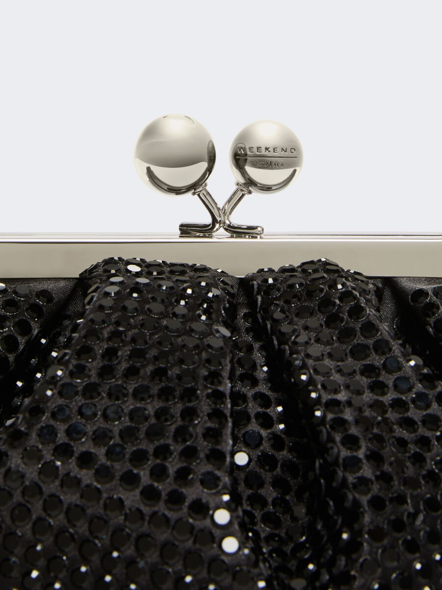 petit sac à pasticcino en satin orné de strass - gris foncÉ