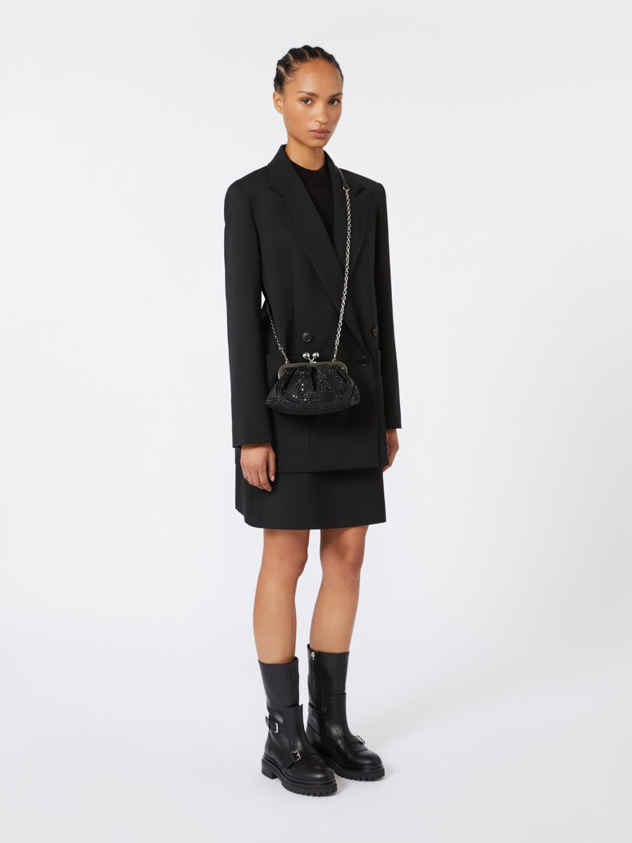 petit sac à pasticcino en satin orné de strass - gris foncÉ