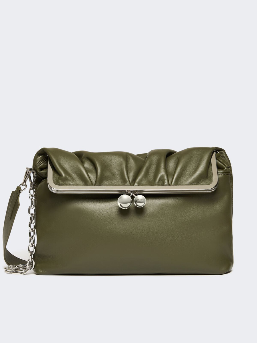 pochette pasticcino en cuir nappa brillant - vert foncÉ