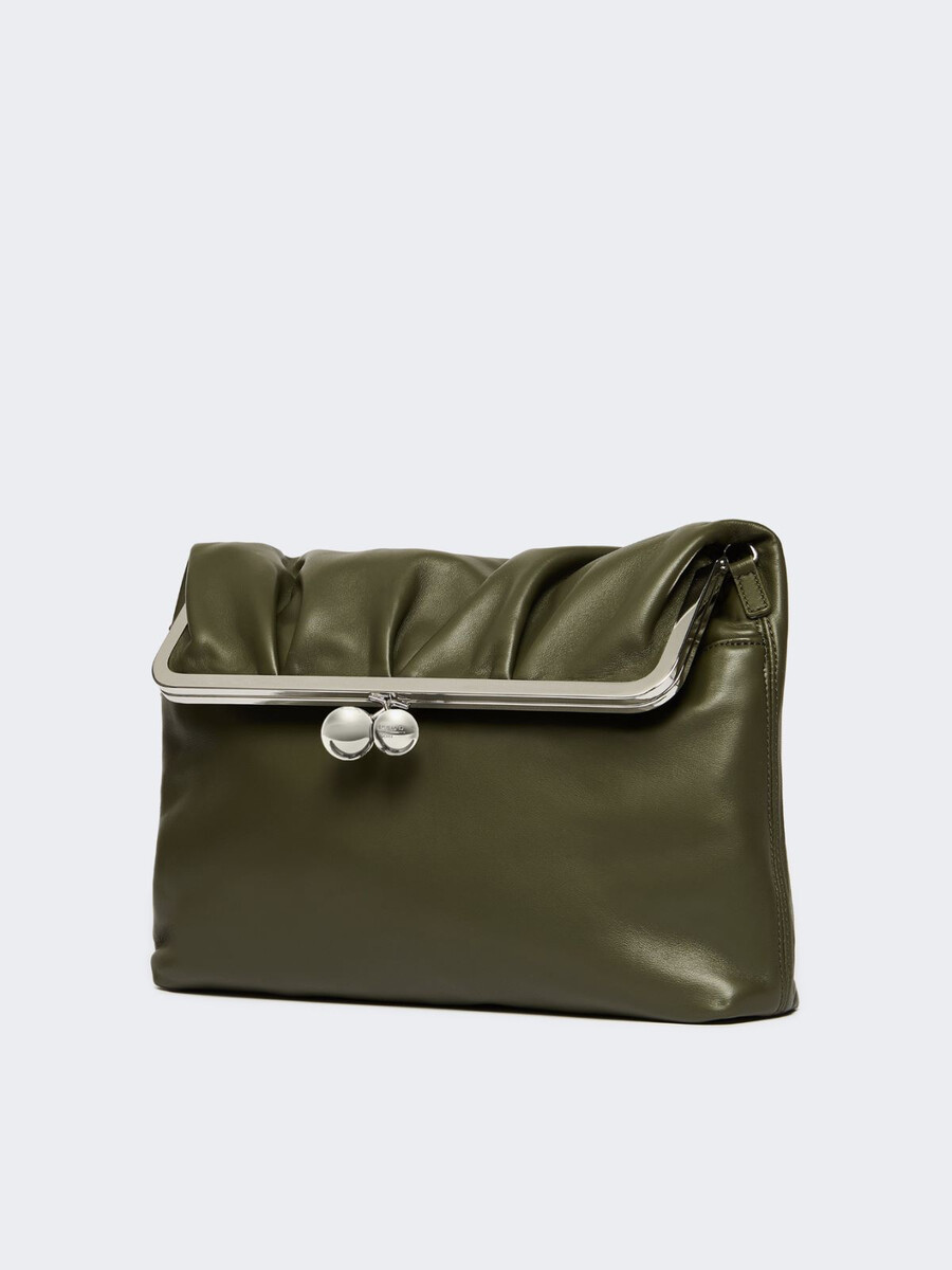 pochette pasticcino en cuir nappa brillant - vert foncÉ