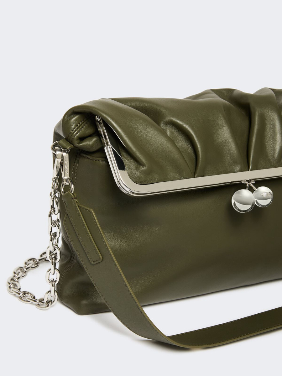 pochette pasticcino en cuir nappa brillant - vert foncÉ
