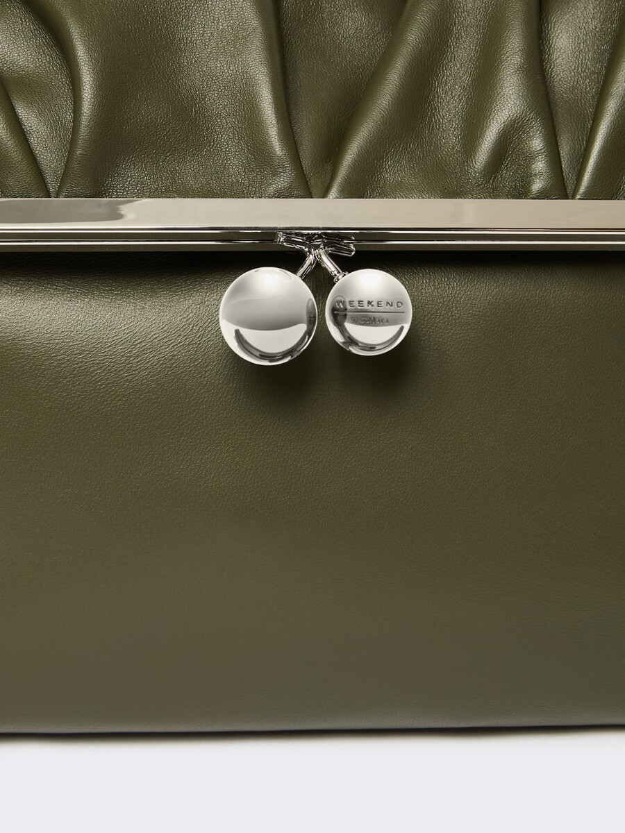 pochette pasticcino en cuir nappa brillant - vert foncÉ