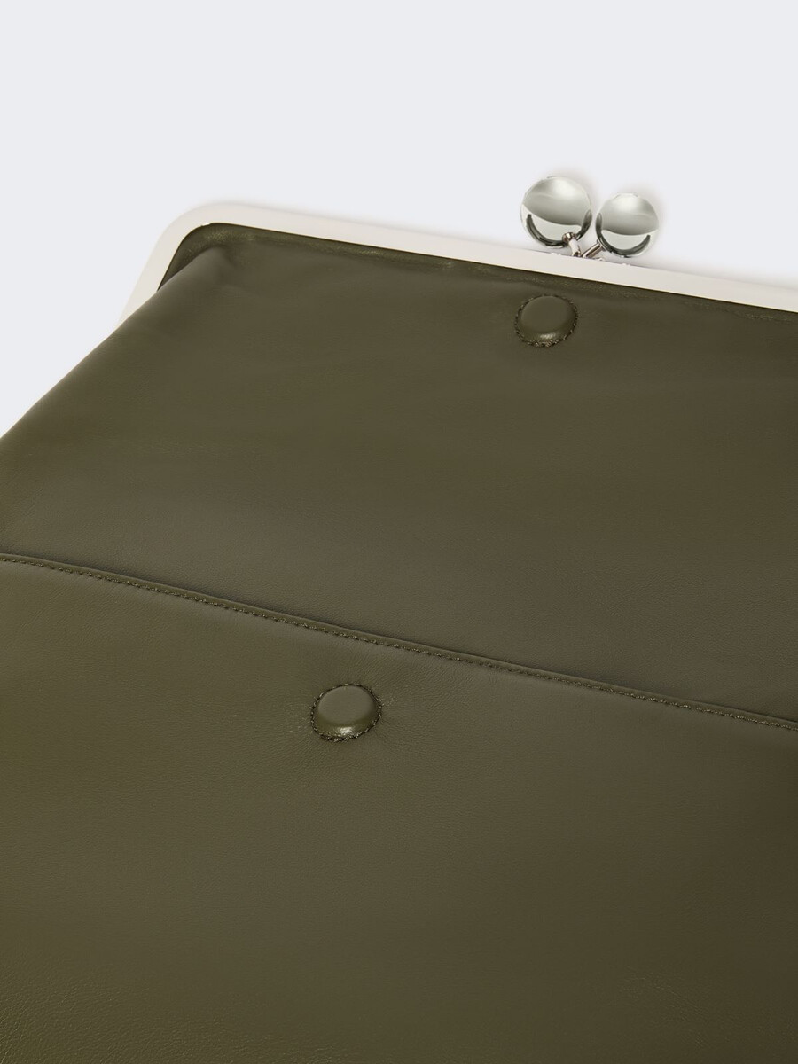 pochette pasticcino en cuir nappa brillant - vert foncÉ