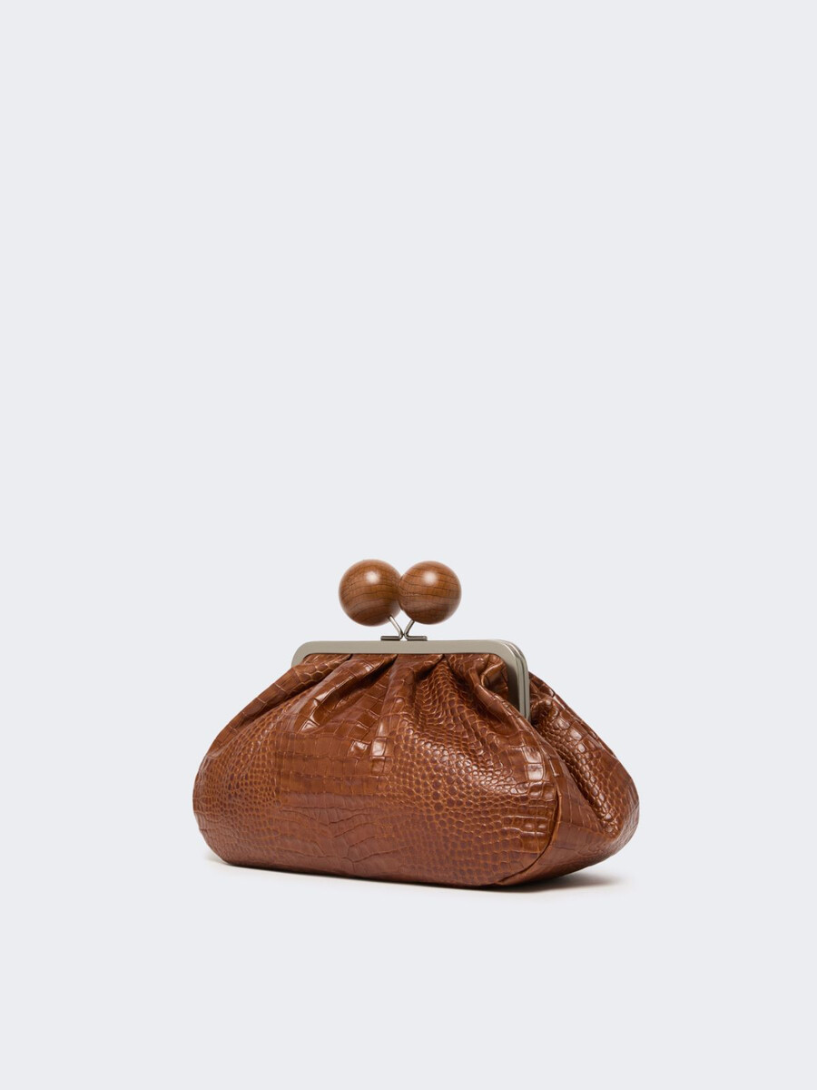 sac pasticcino moyen en cuir imprimé crocodile - rouge marron