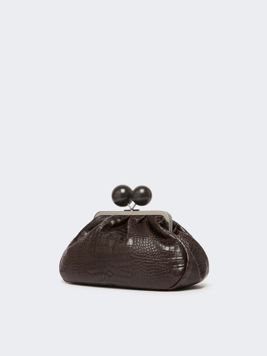 sac pasticcino moyen en cuir imprimé crocodile - marron foncÉ