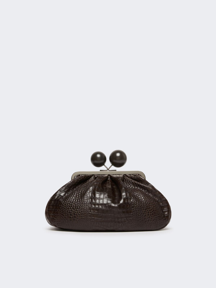 sac pasticcino moyen en cuir imprimé crocodile - marron foncÉ