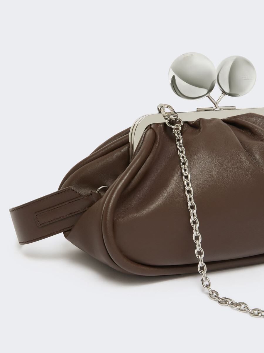 sac pasticcino moyen en cuir nappa brillant - marron