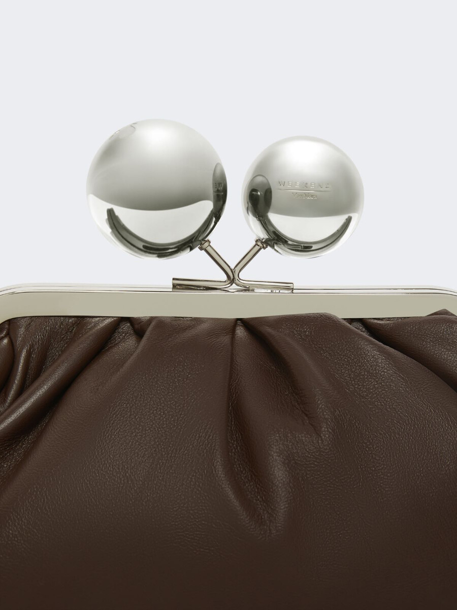 sac pasticcino moyen en cuir nappa brillant - marron