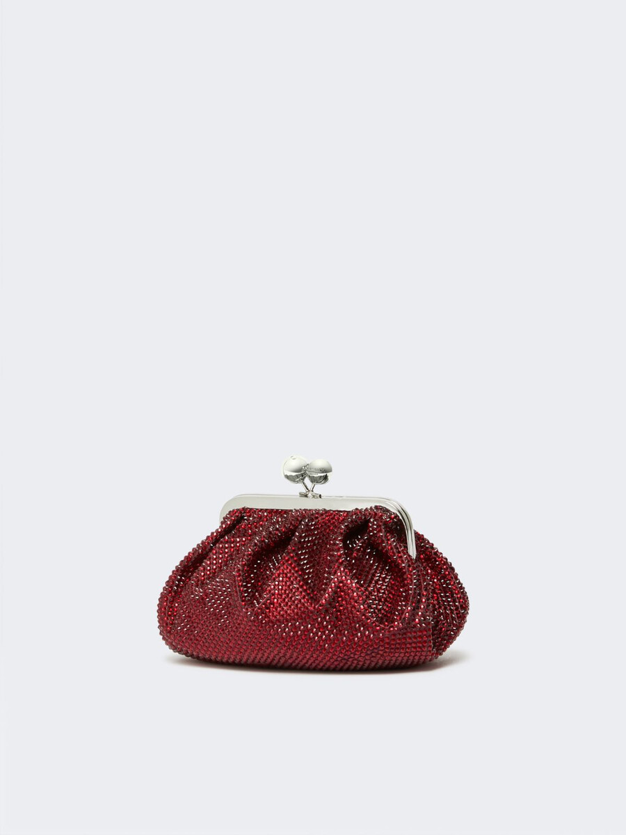 petit sac pasticcino en satin orné de strass - rouge