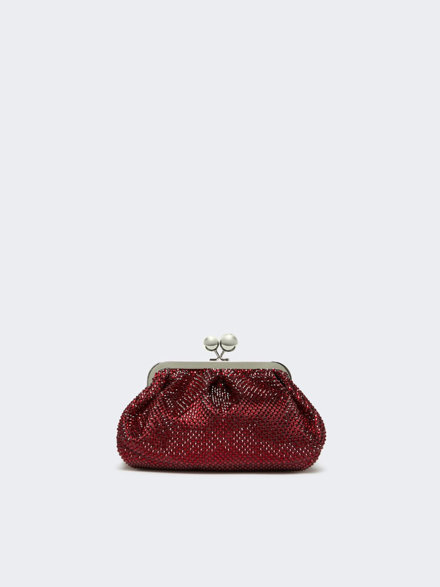 petit sac pasticcino en satin orné de strass - rouge