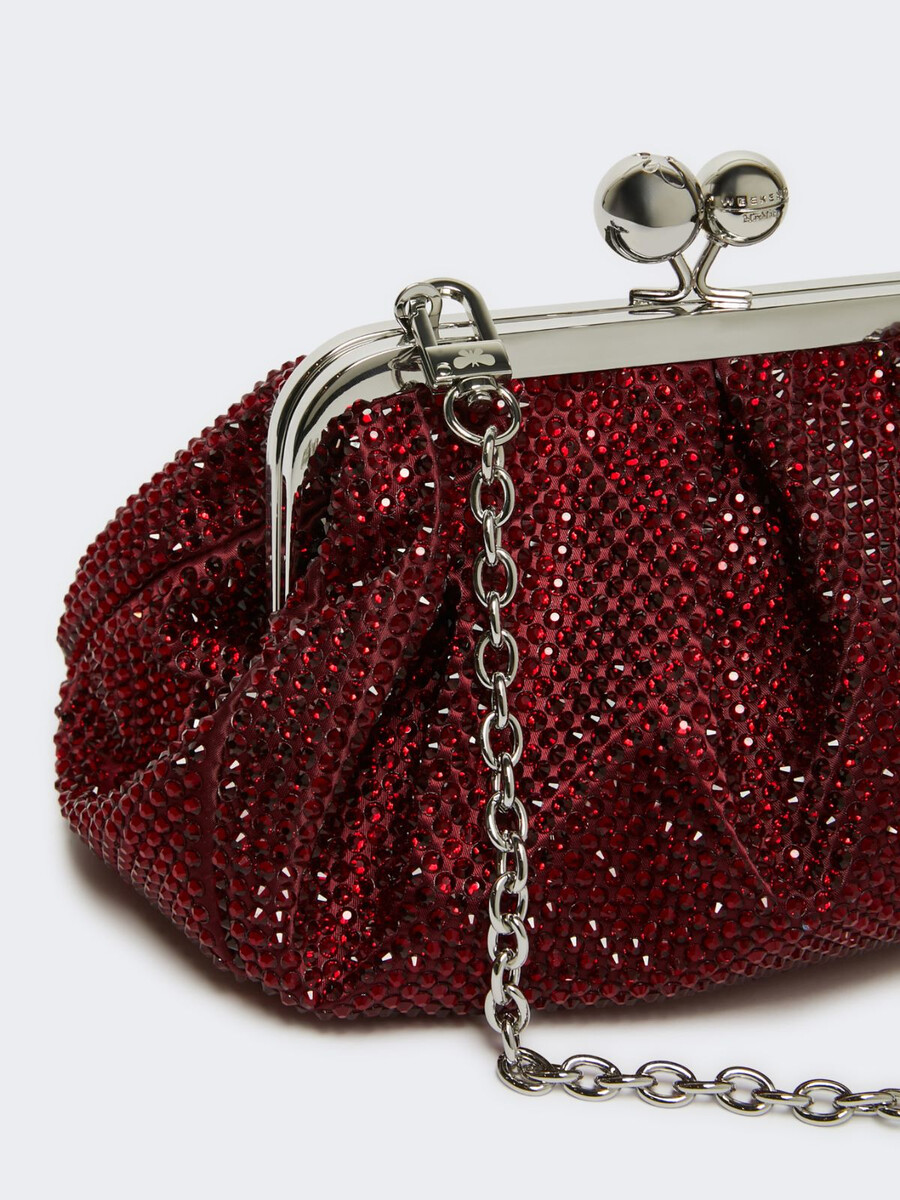 petit sac pasticcino en satin orné de strass - rouge