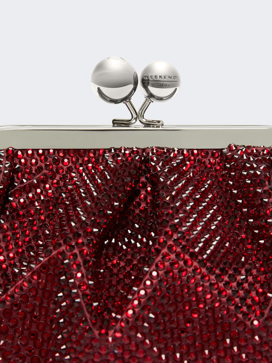 petit sac pasticcino en satin orné de strass - rouge