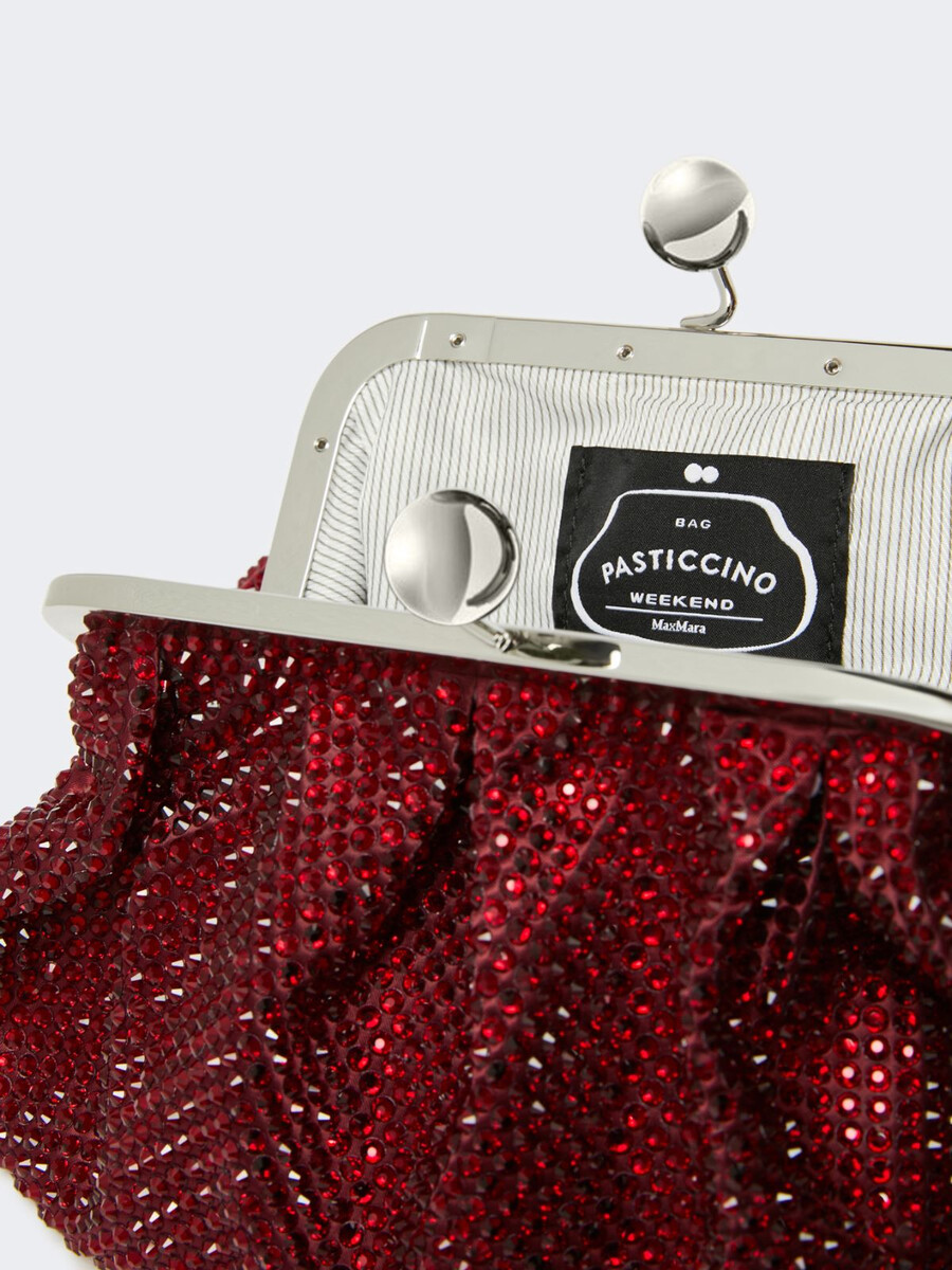 petit sac pasticcino en satin orné de strass - rouge
