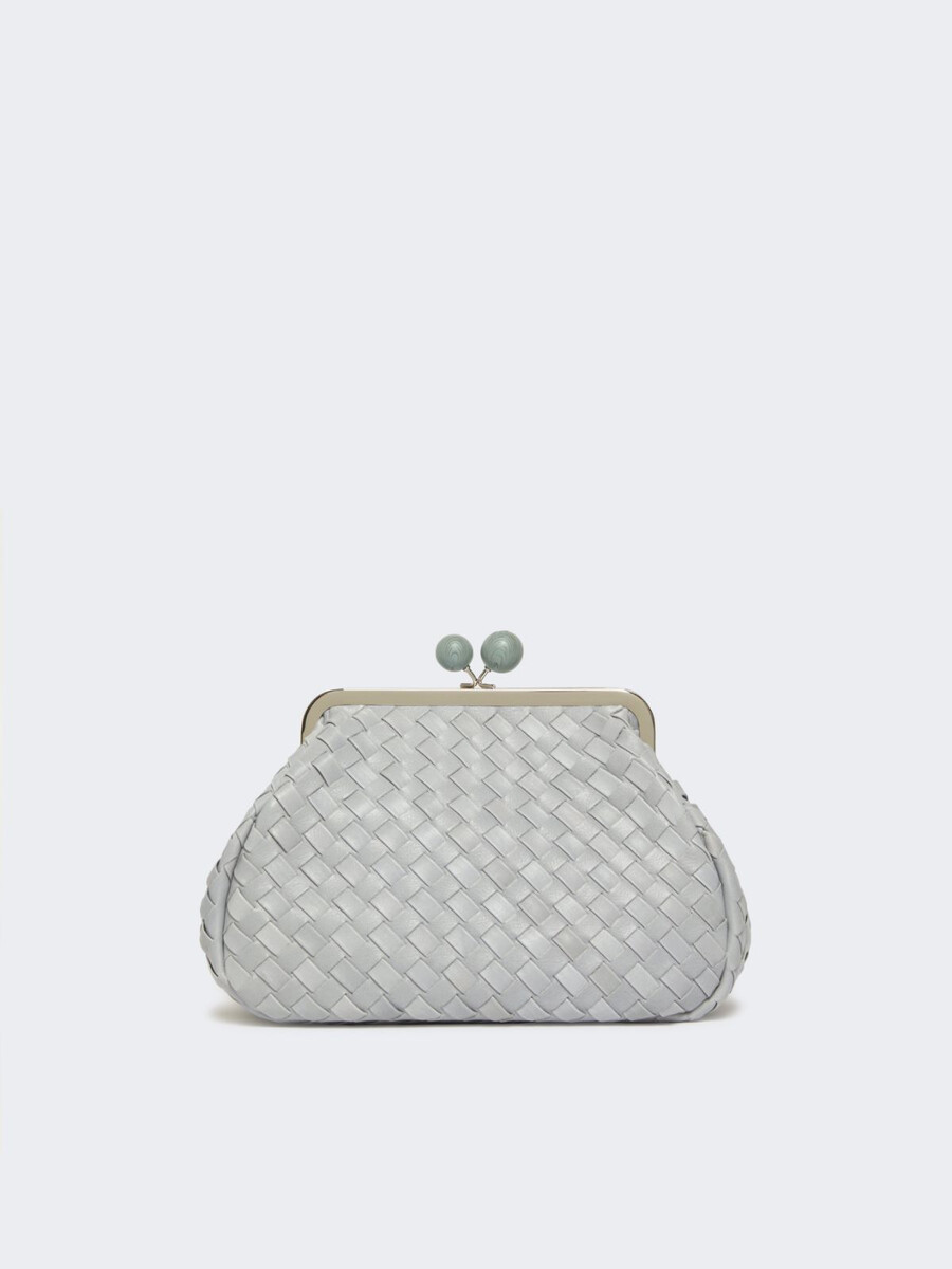 sac pasticcino moyen en cuir tressé - bleu clair