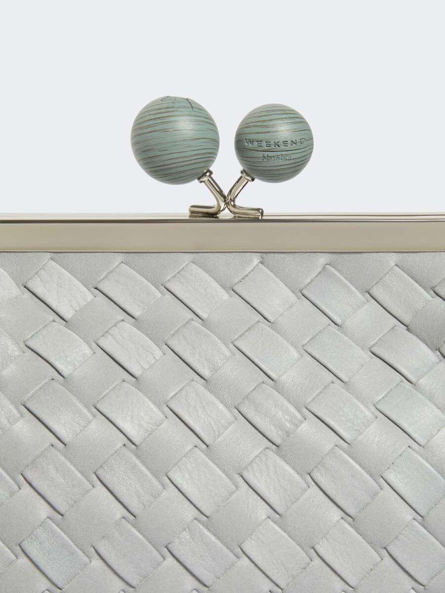 sac pasticcino moyen en cuir tressé - bleu clair