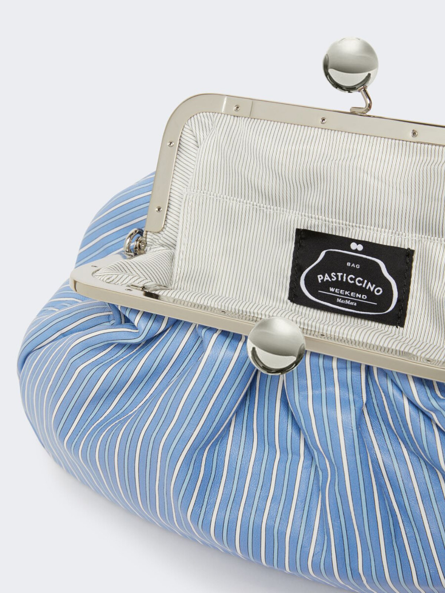 sac pasticcino moyen en cuir nappa imprimé - bleu clair