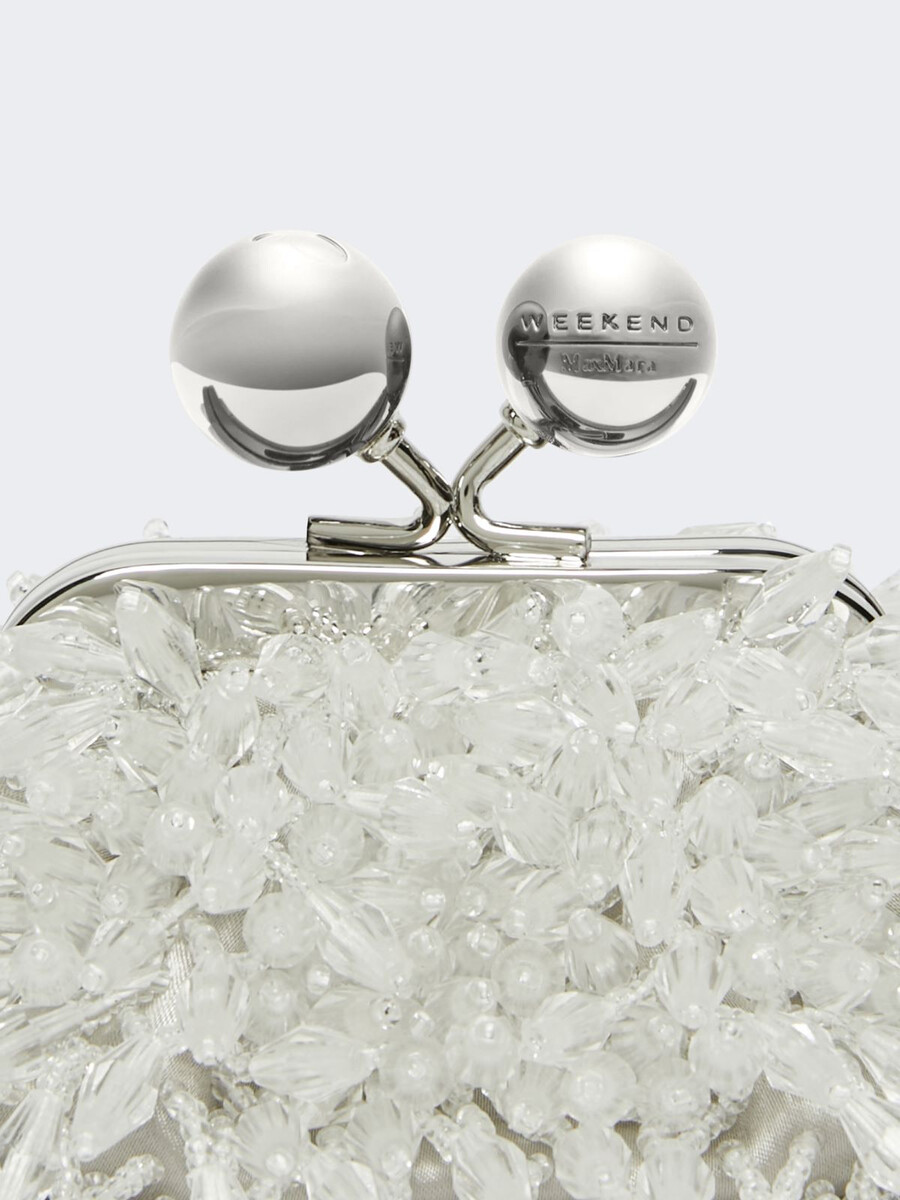 mini sac pasticcino en satin orné de strass - blanc optique