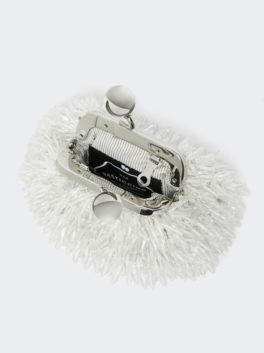 mini sac pasticcino en satin orné de strass - blanc optique