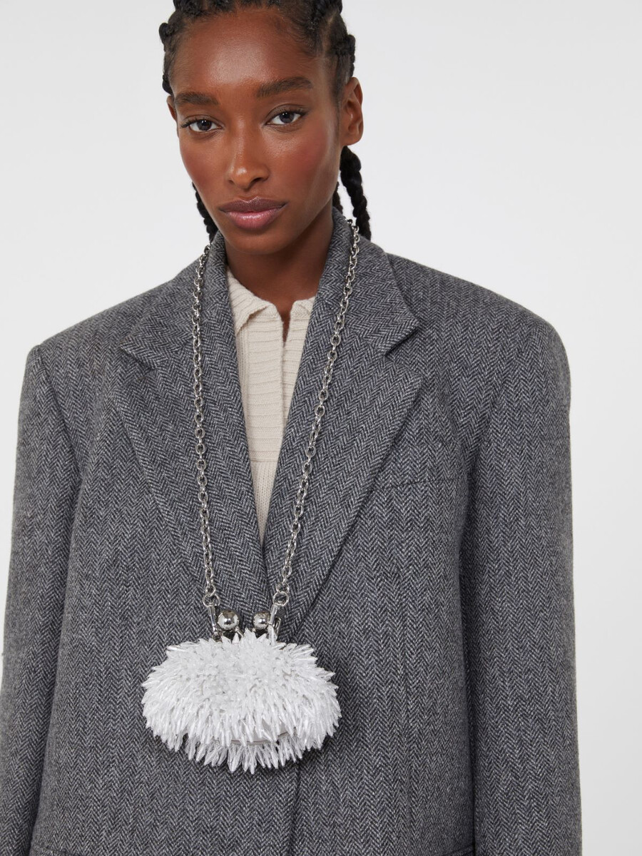 mini sac pasticcino en satin orné de strass - blanc optique