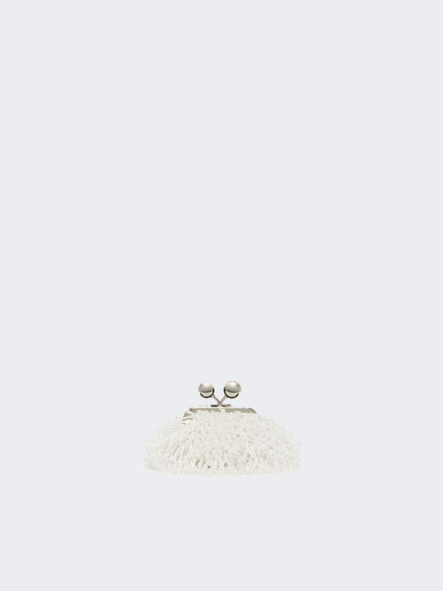 sac nano pasticcino en satin et sequins - blanc