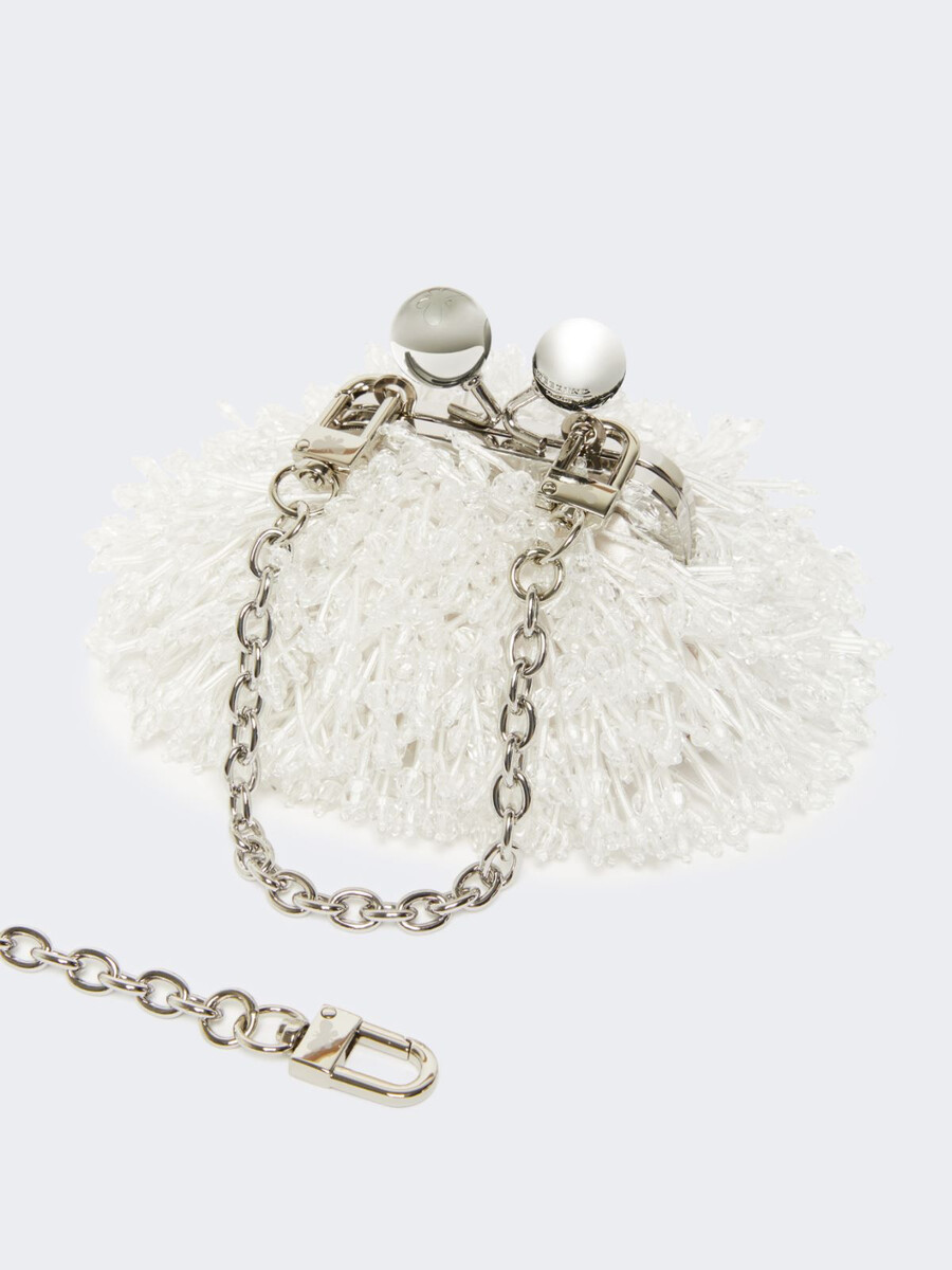 sac nano pasticcino en satin et sequins - blanc