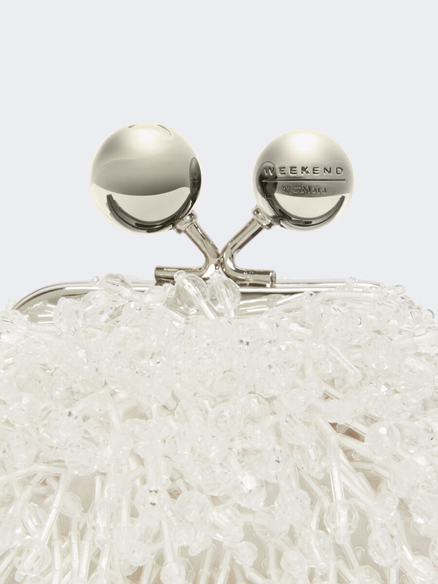 sac nano pasticcino en satin et sequins - blanc