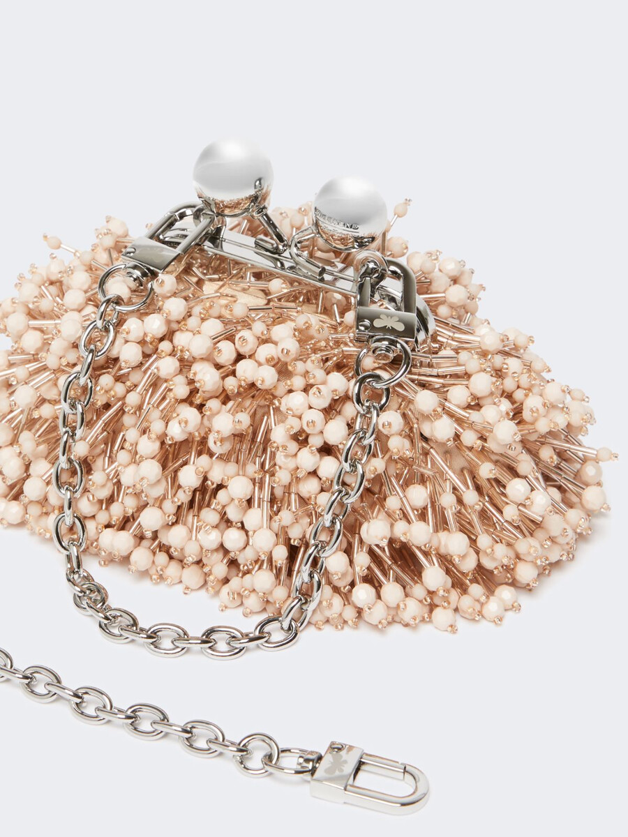 sac nano pasticcino en satin et sequins - poudre